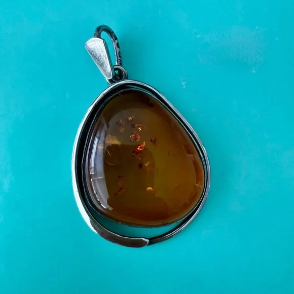 Authentic Baltic Amber Pendant with 925 Silver Frame - Picture 2 of 6